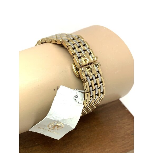 Tory Burch Women's Watch TBW1066 Quartz Two Tone Stainless Steel Tank 19mm - Picture 10 of 14